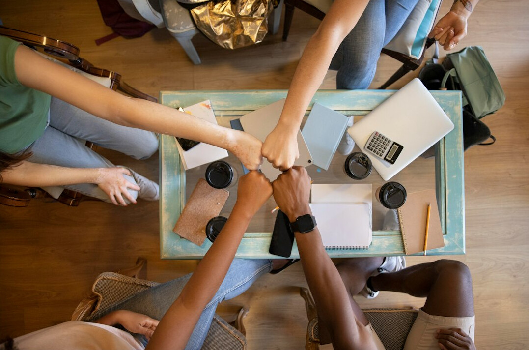 diverse group celebrating project